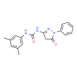 ChemSpider 2D Image | 1-(3,5-Dimethylphenyl)-3-(5-oxo-1-phenyl-4,5-dihydro-1H-pyrazol-3-yl)urea | C18H18N4O2