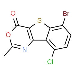ChemSpider 2D Image | 6-Bromo-9-chloro-2-methyl-4H-[1]benzothieno[3,2-d][1,3]oxazin-4-one | C11H5BrClNO2S