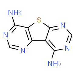 ChemSpider 2D Image | Pyrimido[4',5':4,5]thieno[2,3-d]pyrimidine-4,9-diamine | C8H6N6S