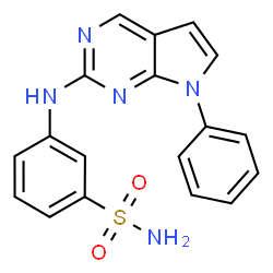 ChemSpider 2D Image | 3-[(7-Phenyl-7H-pyrrolo[2,3-d]pyrimidin-2-yl)amino]benzenesulfonamide | C18H15N5O2S