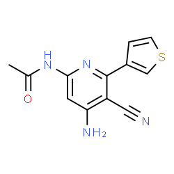 ChemSpider 2D Image | N-[4-Amino-5-cyano-6-(3-thienyl)-2-pyridinyl]acetamide | C12H10N4OS