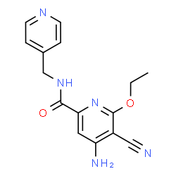 ChemSpider 2D Image | 4-Amino-5-cyano-6-ethoxy-N-(4-pyridinylmethyl)-2-pyridinecarboxamide | C15H15N5O2
