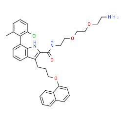 ChemSpider 2D Image | N-{2-[2-(2-Aminoethoxy)ethoxy]ethyl}-7-(2-chloro-6-methylphenyl)-3-[3-(1-naphthyloxy)propyl]-1H-indole-2-carboxamide | C35H38ClN3O4
