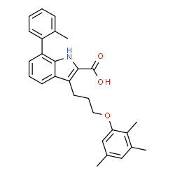 ChemSpider 2D Image | 7-(2-Methylphenyl)-3-[3-(2,3,5-trimethylphenoxy)propyl]-1H-indole-2-carboxylic acid | C28H29NO3