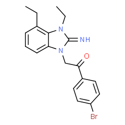 ChemSpider 2D Image | 1-(4-Bromophenyl)-2-(3,4-diethyl-2-imino-2,3-dihydro-1H-benzimidazol-1-yl)ethanone | C19H20BrN3O