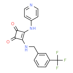 ChemSpider 2D Image | 3-(4-Pyridinylamino)-4-{[3-(trifluoromethyl)benzyl]amino}-3-cyclobutene-1,2-dione | C17H12F3N3O2