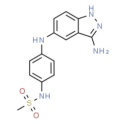 ChemSpider 2D Image | N-{4-[(3-Amino-1H-indazol-5-yl)amino]phenyl}methanesulfonamide | C14H15N5O2S