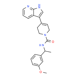 ChemSpider 2D Image | N-[1-(3-Methoxyphenyl)ethyl]-4-(1H-pyrrolo[2,3-b]pyridin-3-yl)-3,6-dihydro-1(2H)-pyridinecarboxamide | C22H24N4O2
