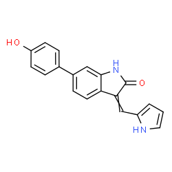 ChemSpider 2D Image | 6-(4-Hydroxyphenyl)-3-(1H-pyrrol-2-ylmethylene)-1,3-dihydro-2H-indol-2-one | C19H14N2O2