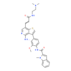 ChemSpider 2D Image | N-{4-[4-Amino-7-(3-{[2-(dimethylamino)ethyl]amino}-3-oxo-1-propen-1-yl)thieno[3,2-c]pyridin-3-yl]-2-methoxyphenyl}-1-methyl-1H-indole-2-carboxamide | C31H32N6O3S