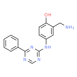 ChemSpider 2D Image | 2-(Aminomethyl)-4-[(4-phenyl-1,3,5-triazin-2-yl)amino]phenol | C16H15N5O
