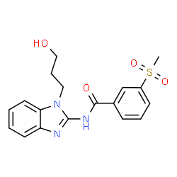ChemSpider 2D Image | N-[1-(3-Hydroxypropyl)-1H-benzimidazol-2-yl]-3-(methylsulfonyl)benzamide | C18H19N3O4S