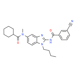 ChemSpider 2D Image | N-{1-Butyl-5-[(cyclohexylcarbonyl)(methyl)amino]-1H-benzimidazol-2-yl}-3-cyanobenzamide | C27H31N5O2