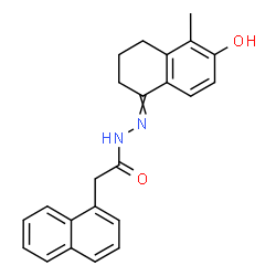 ChemSpider 2D Image | N'-(6-Hydroxy-5-methyl-3,4-dihydro-1(2H)-naphthalenylidene)-2-(1-naphthyl)acetohydrazide | C23H22N2O2