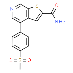 ChemSpider 2D Image | 4-[4-(Methylsulfonyl)phenyl]thieno[2,3-c]pyridine-2-carboxamide | C15H12N2O3S2