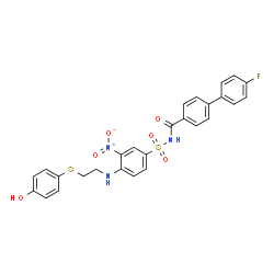ChemSpider 2D Image | 4'-Fluoro-N-{[4-({2-[(4-hydroxyphenyl)sulfanyl]ethyl}amino)-3-nitrophenyl]sulfonyl}-4-biphenylcarboxamide | C27H22FN3O6S2