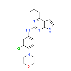 ChemSpider 2D Image | N-[3-Chloro-4-(4-morpholinyl)phenyl]-4-isobutyl-1H-pyrrolo[2,3-d]pyrimidin-2-amine | C20H24ClN5O