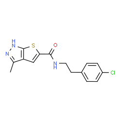 ChemSpider 2D Image | N-[2-(4-Chlorophenyl)ethyl]-3-methyl-1H-thieno[2,3-c]pyrazole-5-carboxamide | C15H14ClN3OS