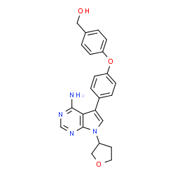 ChemSpider 2D Image | (4-{4-[4-Amino-7-(tetrahydro-3-furanyl)-7H-pyrrolo[2,3-d]pyrimidin-5-yl]phenoxy}phenyl)methanol | C23H22N4O3