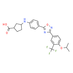 ChemSpider 2D Image | 3-[(4-{3-[4-Isopropoxy-3-(trifluoromethyl)phenyl]-1,2,4-oxadiazol-5-yl}phenyl)amino]cyclopentanecarboxylic acid | C24H24F3N3O4