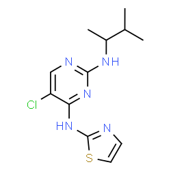 ChemSpider 2D Image | 5-Chloro-N~2~-(3-methyl-2-butanyl)-N~4~-(1,3-thiazol-2-yl)-2,4-pyrimidinediamine | C12H16ClN5S