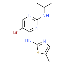 ChemSpider 2D Image | 5-Bromo-N~2~-isopropyl-N~4~-(5-methyl-1,3-thiazol-2-yl)-2,4-pyrimidinediamine | C11H14BrN5S