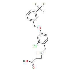 ChemSpider 2D Image | 1-(2-Chloro-4-{[3-(trifluoromethyl)benzyl]oxy}benzyl)-3-azetidinecarboxylic acid | C19H17ClF3NO3
