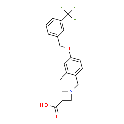 ChemSpider 2D Image | 1-(2-Methyl-4-{[3-(trifluoromethyl)benzyl]oxy}benzyl)-3-azetidinecarboxylic acid | C20H20F3NO3