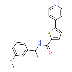 ChemSpider 2D Image | N-[1-(3-Methoxyphenyl)ethyl]-5-(4-pyridinyl)-2-thiophenecarboxamide | C19H18N2O2S