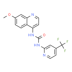 ChemSpider 2D Image | 1-(7-Methoxy-4-quinolinyl)-3-[4-(trifluoromethyl)-2-pyridinyl]urea | C17H13F3N4O2