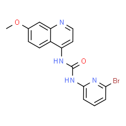 ChemSpider 2D Image | 1-(6-Bromo-2-pyridinyl)-3-(7-methoxy-4-quinolinyl)urea | C16H13BrN4O2