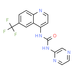 ChemSpider 2D Image | 1-(2-Pyrazinyl)-3-[6-(trifluoromethyl)-4-quinolinyl]urea | C15H10F3N5O