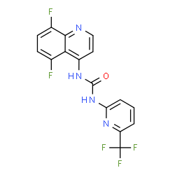 ChemSpider 2D Image | 1-(5,8-Difluoro-4-quinolinyl)-3-[6-(trifluoromethyl)-2-pyridinyl]urea | C16H9F5N4O