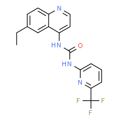 ChemSpider 2D Image | 1-(6-Ethyl-4-quinolinyl)-3-[6-(trifluoromethyl)-2-pyridinyl]urea | C18H15F3N4O