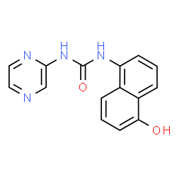 ChemSpider 2D Image | 1-(5-Hydroxy-1-naphthyl)-3-(2-pyrazinyl)urea | C15H12N4O2