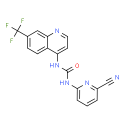 ChemSpider 2D Image | 1-(6-Cyano-2-pyridinyl)-3-[7-(trifluoromethyl)-4-quinolinyl]urea | C17H10F3N5O