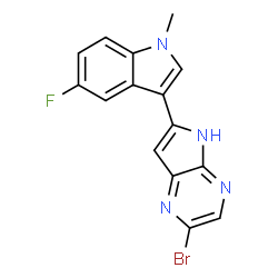 ChemSpider 2D Image | 2-Bromo-6-(5-fluoro-1-methyl-1H-indol-3-yl)-4H-pyrrolo[2,3-b]pyrazine | C15H10BrFN4
