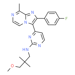 ChemSpider 2D Image | 4-[2-(4-Fluorophenyl)-8-methylimidazo[1,2-a]pyrazin-3-yl]-N-(3-methoxy-2,2-dimethylpropyl)-2-pyrimidinamine | C23H25FN6O