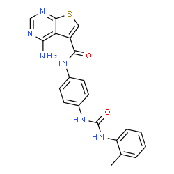ChemSpider 2D Image | 4-Amino-N-(4-{[(2-methylphenyl)carbamoyl]amino}phenyl)thieno[2,3-d]pyrimidine-5-carboxamide | C21H18N6O2S