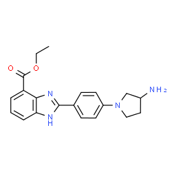 ChemSpider 2D Image | Ethyl 2-[4-(3-amino-1-pyrrolidinyl)phenyl]-1H-benzimidazole-4-carboxylate | C20H22N4O2