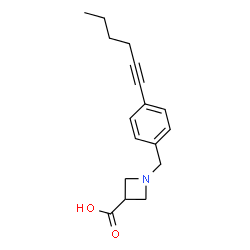 ChemSpider 2D Image | 1-[4-(1-Hexyn-1-yl)benzyl]-3-azetidinecarboxylic acid | C17H21NO2