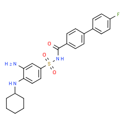 ChemSpider 2D Image | N-{[3-Amino-4-(cyclohexylamino)phenyl]sulfonyl}-4'-fluoro-4-biphenylcarboxamide | C25H26FN3O3S
