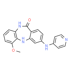 ChemSpider 2D Image | 6-Methoxy-3-(4-pyridinylamino)-5,10-dihydro-11H-dibenzo[b,e][1,4]diazepin-11-one | C19H16N4O2