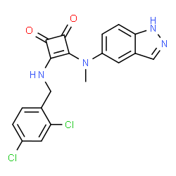 ChemSpider 2D Image | 3-[(2,4-Dichlorobenzyl)amino]-4-[1H-indazol-5-yl(methyl)amino]-3-cyclobutene-1,2-dione | C19H14Cl2N4O2
