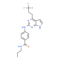 ChemSpider 2D Image | N-Propyl-4-{[4-(3,3,3-trifluoropropyl)-1H-pyrrolo[2,3-d]pyrimidin-2-yl]amino}benzamide | C19H20F3N5O