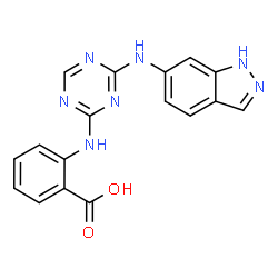 ChemSpider 2D Image | 2-{[4-(1H-Indazol-6-ylamino)-1,3,5-triazin-2-yl]amino}benzoic acid | C17H13N7O2