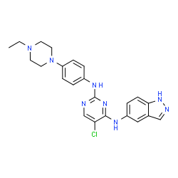 ChemSpider 2D Image | 5-Chloro-N~2~-[4-(4-ethyl-1-piperazinyl)phenyl]-N~4~-(1H-indazol-5-yl)-2,4-pyrimidinediamine | C23H25ClN8