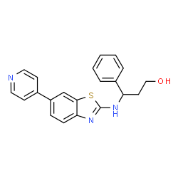 ChemSpider 2D Image | 3-Phenyl-3-{[6-(4-pyridinyl)-1,3-benzothiazol-2-yl]amino}-1-propanol | C21H19N3OS