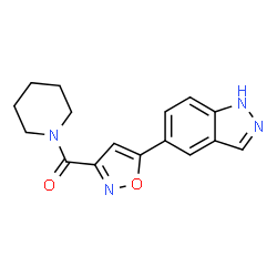 ChemSpider 2D Image | [5-(1H-Indazol-5-yl)-1,2-oxazol-3-yl](1-piperidinyl)methanone | C16H16N4O2