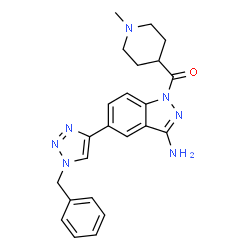 ChemSpider 2D Image | [3-Amino-5-(1-benzyl-1H-1,2,3-triazol-4-yl)-1H-indazol-1-yl](1-methyl-4-piperidinyl)methanone | C23H25N7O